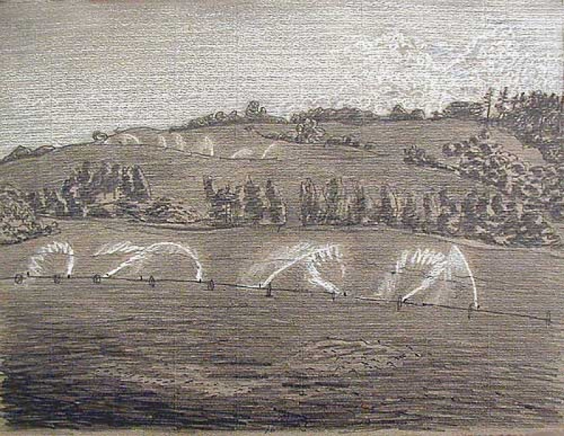 "Landschaft mit Beregnungsanlage"