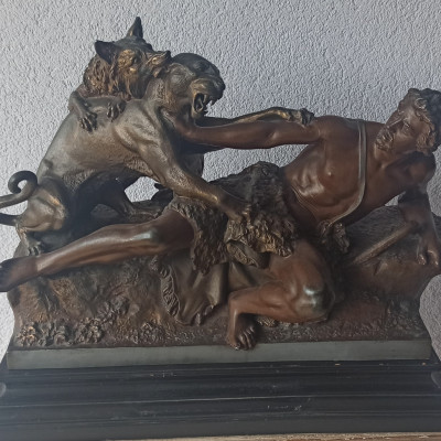 "Schäfer und Hund, vom Panther angefallen"